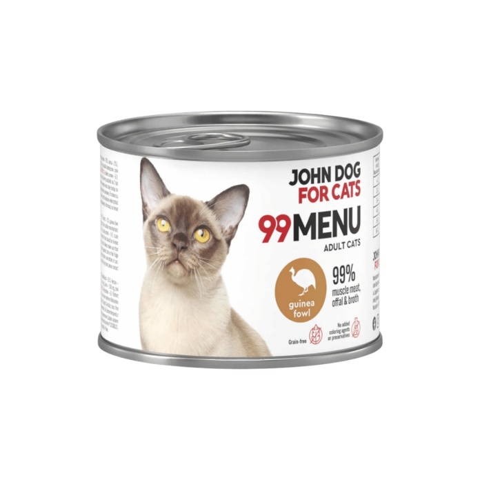 John Dog for Cats 99 Menu Perliczka 200 g - mokra karma dla dorosłych kotów z kurczakiem i perliczką